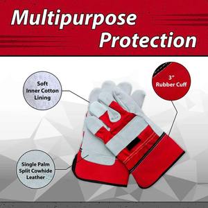 Guantes de trabajo de cuero vacuno de primera calidad, guantes de seguridad industrial, protección para las manos, guantes duraderos para jardinería doméstica - Product Image 2