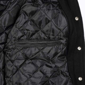 Veste universitaire en satin pour homme, couleur unie, col rabattu, coupe classique, style décontracté automne, design manches noir et gris - Product Image 6