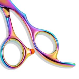 Ciseaux de coiffure professionnels Morje Surgical en acier inoxydable 440C, lame tranchante, pour droitiers, manche moyen, finition arc-en-ciel, 28 - Product Image 5