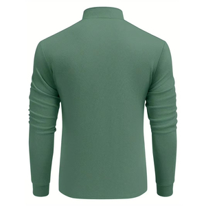 Camiseta Polo Otoño 2026 para Hombre, Color Sólido, Manga Larga, Mezcla Rica en Algodón, Transpirable - Product Image 6