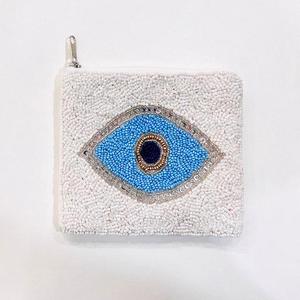 Monedero Pequeño de Cuentas Bohemio, Hecho a Mano, Ecológico y Duradero, con Diseño de Ojo y Flores Bordados, Cierre de Cremallera, Estilo Unisex - Product Image 2