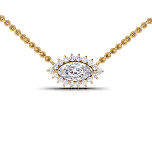 Collar con colgante de diamante corte marquesa de 1 quilate con halo en oro amarillo, blanco y rosa de 18 quilates - Product Image 1