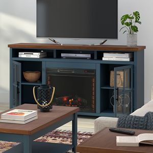 Bridgevine Home Nantucket 74 pollici Blue Denim Whiskey Finish TV basamento Console di montaggio minimo richiesto per TV 85 pollici più piccolo - Product Image 1