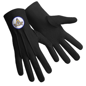 Gants de Maître Maçon pour Loge Bleue, en Coton Blanc avec Motif Carré et Compas Bleu Royal, pour Cérémonies Maçonniques, Gants de Haute Qualité - Product Image 3