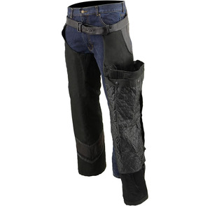 Samroz Sports <b>Men's</b> Black Vented Textile <b>Chaps</b> with <b>Leather</b> Trim - Product Image 3