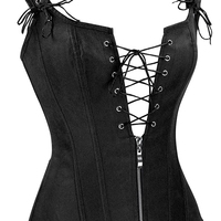 Corset en cuir pour femme avec broderie en dentelle sur le devant, haute compression, respirant, sans couture, style gothique - Couleur et taille personnalisables