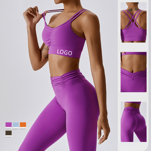 Conjunto de Ropa Deportiva de Pilates para Mujer, 2 Piezas, con Relleno en el Pecho, Colores en Contraste, Transpirable, Personalizable, para Gimnasio y Yoga, con Cierre - Product Image 2