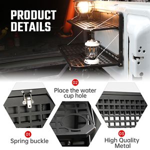 แผงอุปกรณ์เสริม MOLLE สำหรับรถฟอร์ด บรองโก ปี 2021-2024 ชั้นวางสัมภาระอะลูมิเนียมอัลลอยพับได้ด้านหลัง โต๊ะท้ายรถสำหรับจัดเก็บสัมภาระด้านหลัง - Product Image 6