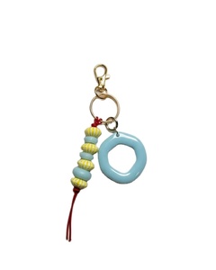 New Arrival Blue Resin Ring Keychain Beaded <b>Charm</b> Gold Clip Key Holder Bag <b>Charm</b> Stylish Car <b>Keyring</b> Fashion Accessory - Product Image 1