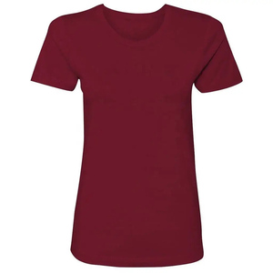 Camiseta de Algodón de Manga Corta con Cuello Redondo Roja para Mujer, Corte Regular, Color Sólido, Tejido Jersey Informal, Transpirable, para Todas las Temporadas - Product Image 4