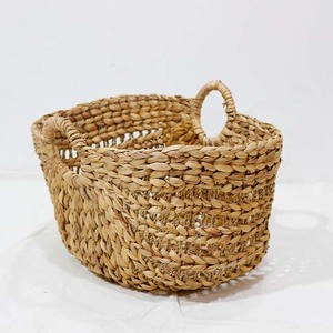 Large Water Hyacinth Storage <b>Basket</b> Handwoven <b>Wicker</b> Organizer Boat Shape With <b>Handles</b> for Home Kitchen - Product Image 1