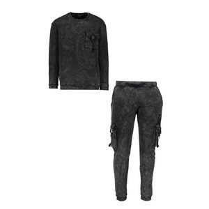 Ensemble de survêtement personnalisé pour homme, effet délavé, sweat à capuche et pantalon de jogging, 100% coton, streetwear, respirant, OEM - Product Image 6