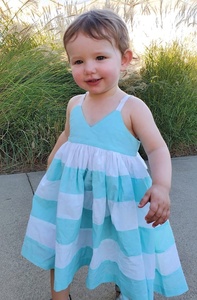 ชุดเดรสผ้าฝ้ายสีขาวลายทางสำหรับเด็กหญิง,ชุดมิ้นท์ผ้าฝ้ายสีขาวนุ่มและระบายอากาศได้ดีพร้อมโบว์สีขาวขนาดใหญ่ด้านหลังเครื่องแต่งกายที่สมบูรณ์แบบสำหรับฤดูร้อน - Product Image 2