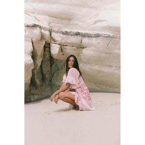 Robe décontractée Amorzinho faite à la main, 100% coton, écologique, taille naturelle, col rond, manches 3/4, longueur genou, antistatique - Product Image 3