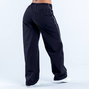 Pantalon cargo élastique taille mi-haute pour femme, coupe ample, en molleton épais délavé avec poches, style streetwear, vente en gros OEM - Product Image 6