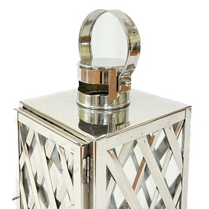 Lanterne porte-bougie moderne en acier inoxydable brillant, disponible en 3 tailles, pour la décoration intérieure, Noël et Pâques, durable - Product Image 5