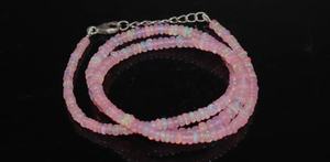 Collier minimaliste en opale rose 3,5 mm 15 pouces, collier en pierre précieuse éthiopienne lisse en forme de rondelle - Product Image 4