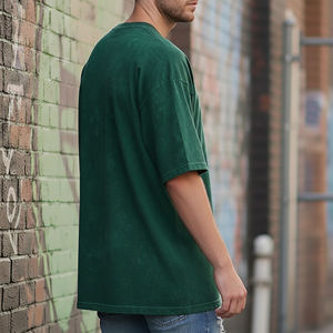 เสื้อยืดคอกลมทรงโอเวอร์ไซส์ผ้าเจอร์ซีย์คอตตอน 100% คุณภาพสูง 220 GSM ซักย้อมสีแบบแอซิดวอช สำหรับผู้ชาย พิมพ์โลโก้ตามสั่ง เหมาะสำหรับใส่ออกกำลังกาย - Product Image 3