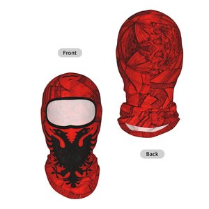 Cagoule unisexe à imprimé floral rouge, masque facial intégral, respirant, imperméable, en polyester, pour adulte, 58-60 cm - Product Image 1