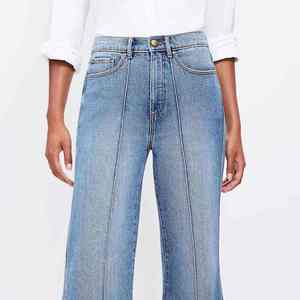 Pantalon évasé en velours côtelé bleu uni, taille haute, coupe ample, respirant, extensible, décontracté, style vintage, longueur intégrale, personnalisable - Product Image 5