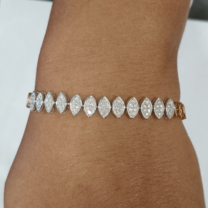 18ct Gold White <b>Crystal</b> Marquise Link <b>Bracelet</b> for Women Elegant Slim Chain Jewelry Wedding Party Daily Wear Gift - Product Image 6