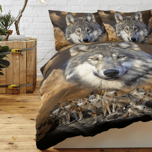 Set di biancheria da letto Wolf Pack Animal Leaders, copripiumino con motivo a pois e stile moderno - Product Image 2