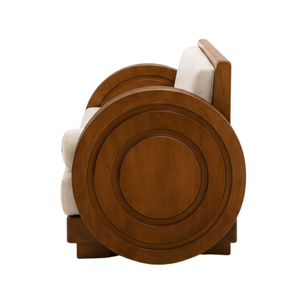 Sofá Moderno de Madera de Teca Sólida con Brazos en Forma de Barril, Sofá de Madera Tapizado de Lujo, Muebles Contemporáneos para Sala de Estar, Hotel, Villa, Apartamento - Product Image 4