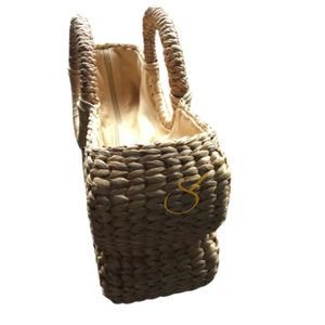 กระเป๋าผักตบชวาทำมือ - ลายดอกไม้ถักทอ - Product Image 3