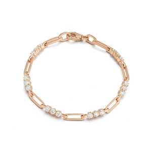 Floating Diamond Station Paperclip Link 6.5 Inch Dainty Minimalist Layering Chain <b>Bracelet</b> Manufacturer 14k 18k <b>Solid</b> Real Gold - Product Image 3