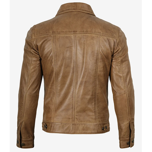 Chaqueta de Cuero Vacuno Marrón Camel Original OEM 2026, Superventas, para Hombre, con Cuello Camisero, Alta Calidad, MOQ Bajo, Chaquetas de Moda - Product Image 2
