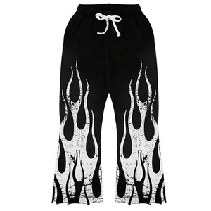 Ensemble de survêtement personnalisé avec imprimé flamme, sweat à capuche et pantalon à cordon de serrage, unisexe, style streetwear, tenue décontractée de printemps - Product Image 6