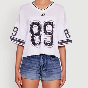 Custom Women's Vintage Oversize Boxy Mesh Cropped Jersey High Street Sports Streetwear & Blank Design American Football Jersey - Product Image 3