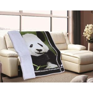 Sherpa Lined 50\"X60\" Panda Flannel <b>Throw</b> Blanket Super Soft Silk Touch Queen Size Bed & <b>Sofa</b> <b>Covering</b> - Product Image 4