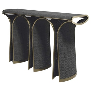 New design brass console <b>table</b> with bronze patina brass inlay luxury textured accent <b>table</b> premium woven entryway - Product Image 4