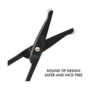Tijeras para Vello Nasal de Alta Calidad, 3.75 Pulgadas, Cuchillas Curvas de Seguridad con Punta Redondeada, Color Negro, Tijeras Pequeñas para Vello Facial y de Oídos - Product Image 2