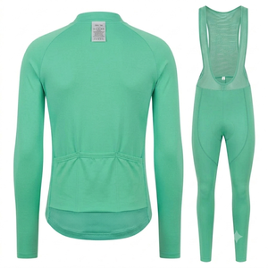 Ensemble cycliste thermique vert menthe pour homme, tenue de course à vélo respirante, combinaison de cyclisme à manches longues pour adulte - Product Image 2
