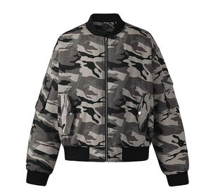 Blouson bomber camouflage unisexe, fermeture éclair, col rabattu, coupe décontractée, matière polyester, vêtement d'automne - Product Image 3