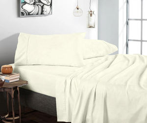 Luxury Plain Ivory Anti-Allergy 100% Cotton King Size <b>Bed</b> Sheet for Hotel, Hospital and Home Use Available for Sale - Product Image 1
