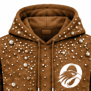 Sweat-shirt à capuche unisexe en molleton épais marron camel perlé, style streetwear, avec poche kangourou, personnalisable, décontracté et tendance - Product Image 3