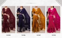 Sari en soie Banarasi douce pour mariage et festivals, prêt-à-porter, disponible chez le fournisseur indien à prix de gros, entièrement cousu