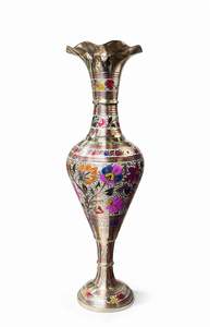 Jarrón de Flores de Latón Hecho a Mano, Moderno, con Grabado Meenakari, Jarrón de Metal para Piso, Decoración para Hogar u Oficina, Acabado Pulido, Jarrón Decorativo Alto - Product Image 6