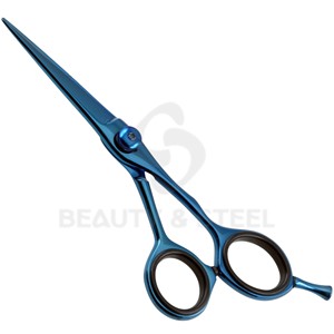 กรรไกรตัดผมสีน้ำเงินเข้มระดับมืออาชีพ พร้อมสกรูทองเหลืองและใบมีดโค้งคมกริบสำหรับช่างตัดผม - Product Image 4