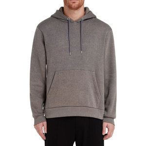 Men's <b>Grey</b> Hooded <b>Sweatshirt</b> 100% Cotton Fleece Casual Regular Fit Solid Color Pocket Design Autumn Style - Product Image 5