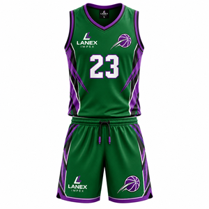 Ensemble d'uniformes de basket-ball professionnels personnalisés, maillot sans manches à col en v sublimé, short pour hommes, vêtements de sport d'équipe pour adultes, respirant - Product Image 1