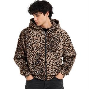 Professional Acid Wash <b>Leopard</b> <b>Print</b> Full Zip <b>Hoodie</b> Exquisite Neon Green Embroidery Heavyweight Premium Quality Manufacturer - Product Image 1