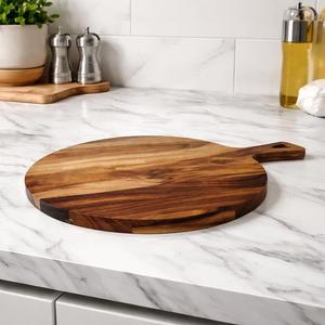 Tabla de Cortar de Madera de Acacia, Diseño Redondo con Asa, Gruesa y Duradera, Segura para Cuchillos, Perfecta para Cortar, Servir y Estilo de Cocina - Product Image 3