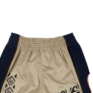 กางเกงมวยไทย Fairtex รุ่นพรีเมียม ผ้าซาติน สีเบจ-น้ำเงินกรมท่า ด้านข้างเป็นผ้าตาข่าย เอวยางยืด ระบายอากาศได้ดี ยืดหยุ่น น้ำหนักเบา - Product Image 6