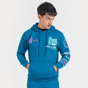 เสื้อฮู้ดดี้โอเวอร์ไซส์ผ้าคอตตอนหนานุ่มพิมพ์ลายสตรีทแวร์สุดหรูประดับโลโก้คริสตัลสำหรับผู้ชาย - Product Image 5