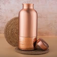 ขวดน้ำทองแดงโค้งมนสวยงาม ลายเส้นออร์แกนิคเงางาม ขวดทองแดงลายพื้นผิว - Product Image 2
