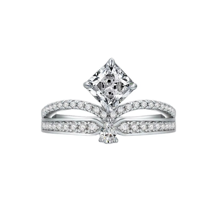 แหวนเพชรเม็ดเล็กประดับเพชรสำหรับผู้หญิง แฟชั่นทันสมัย ทองคำขาว 18k เพชรเพาะเลี้ยงในห้องปฏิบัติการ เหมาะสำหรับเป็นแหวนหมั้น - Product Image 4